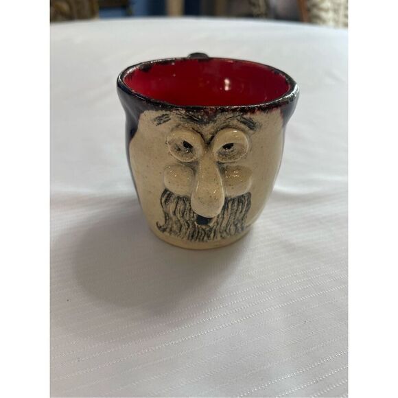 Vtg Mid Century Ugly Mugs Hippie Studio Art Cup Funny Face Coffee Mustache Man - Picture 2 of 9